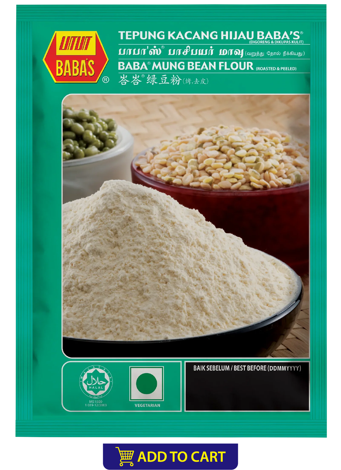 BABA'S MUNG BEAN FLOUR (ROASTED & PEELED)