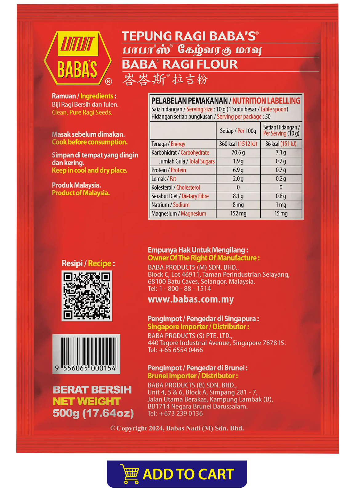 BABA'S RAGI FLOUR