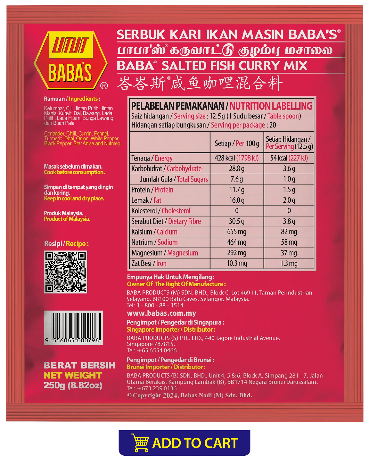 BABA'S SALTED FISH CURRY MIX