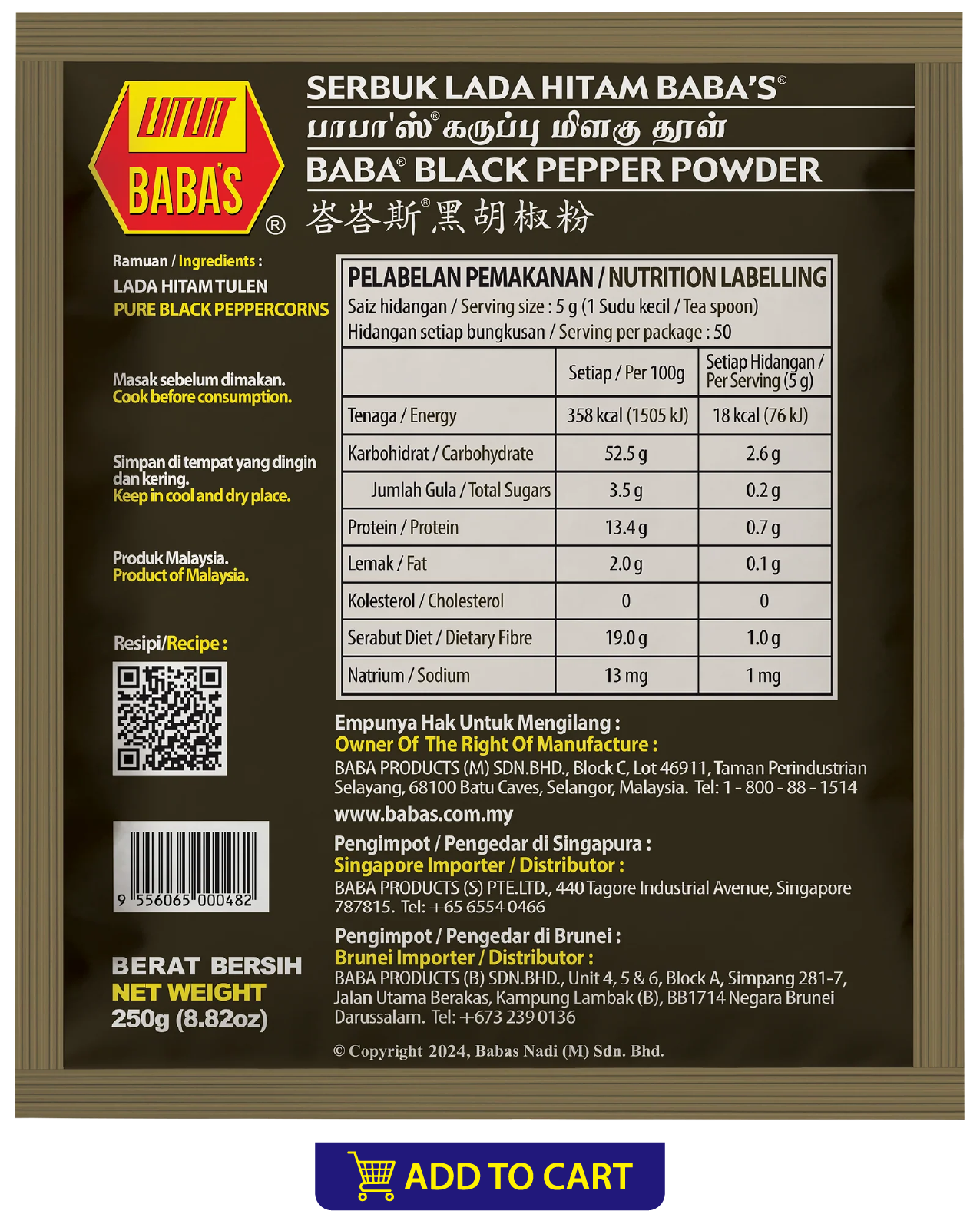 BABA'S BLACK PEPPER POWDER