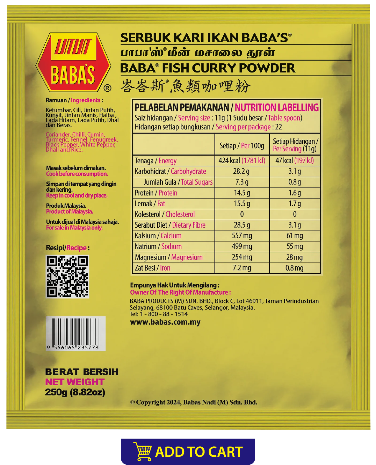 BABA'S FISH CURRY POWDER