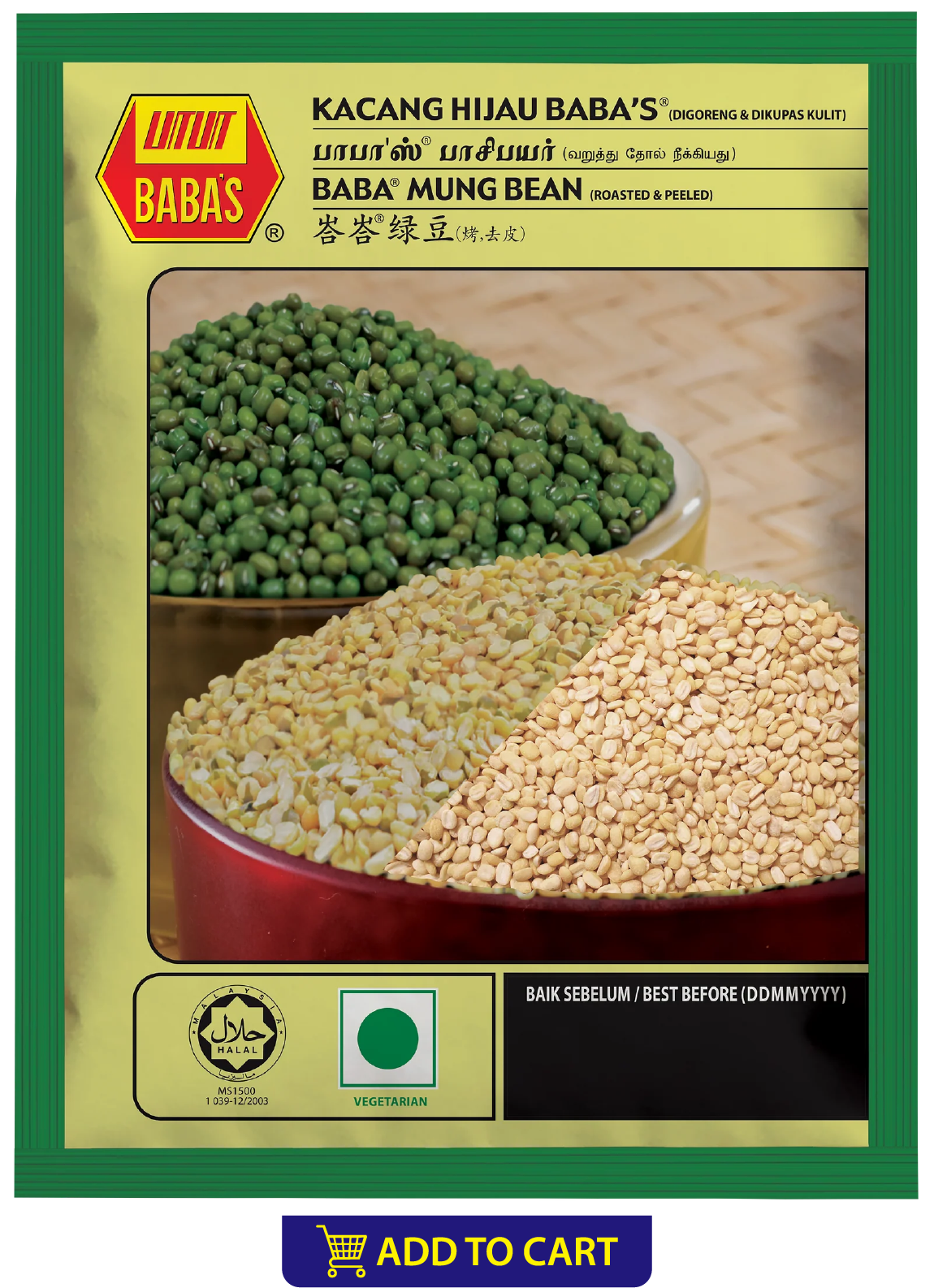 BABA'S MUNG BEAN (ROASTED & PEELED)