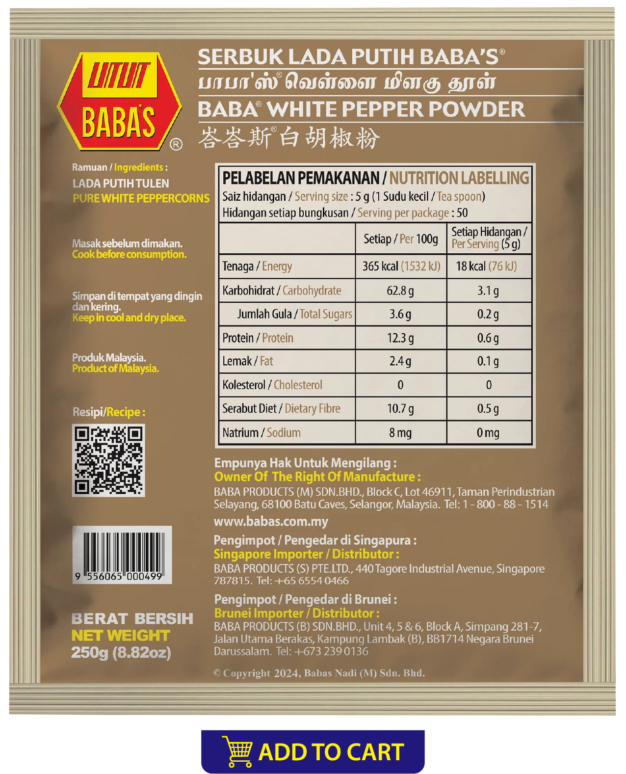 BABA'S WHITE PEPPER POWDER